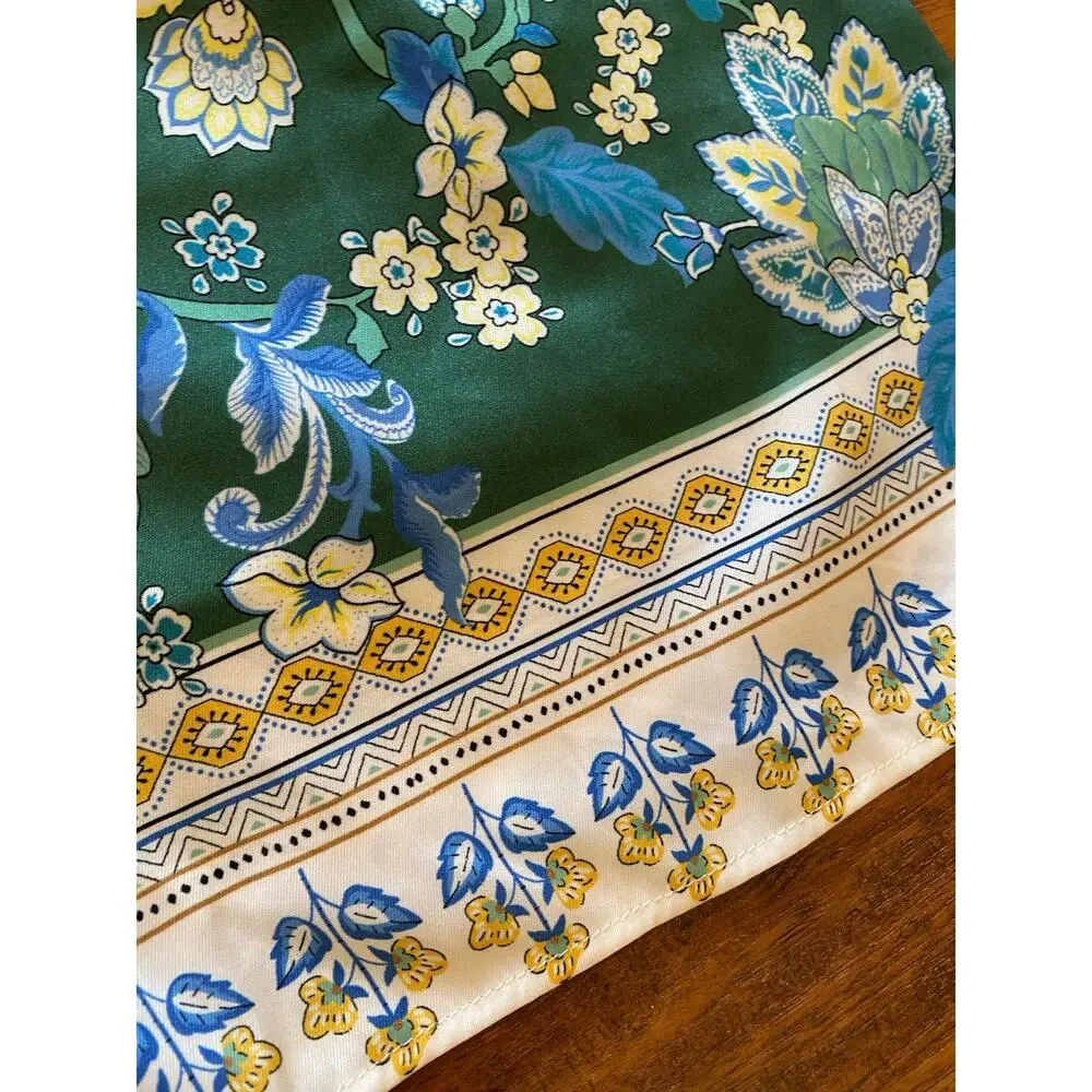 ANTHROPOLOGIE MAEVE Shorts Blue Green Floral Pull On Pockets Size L Boho - Picture 7 of 9